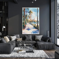 Serene Riverside Promenade Poster PosterGoat