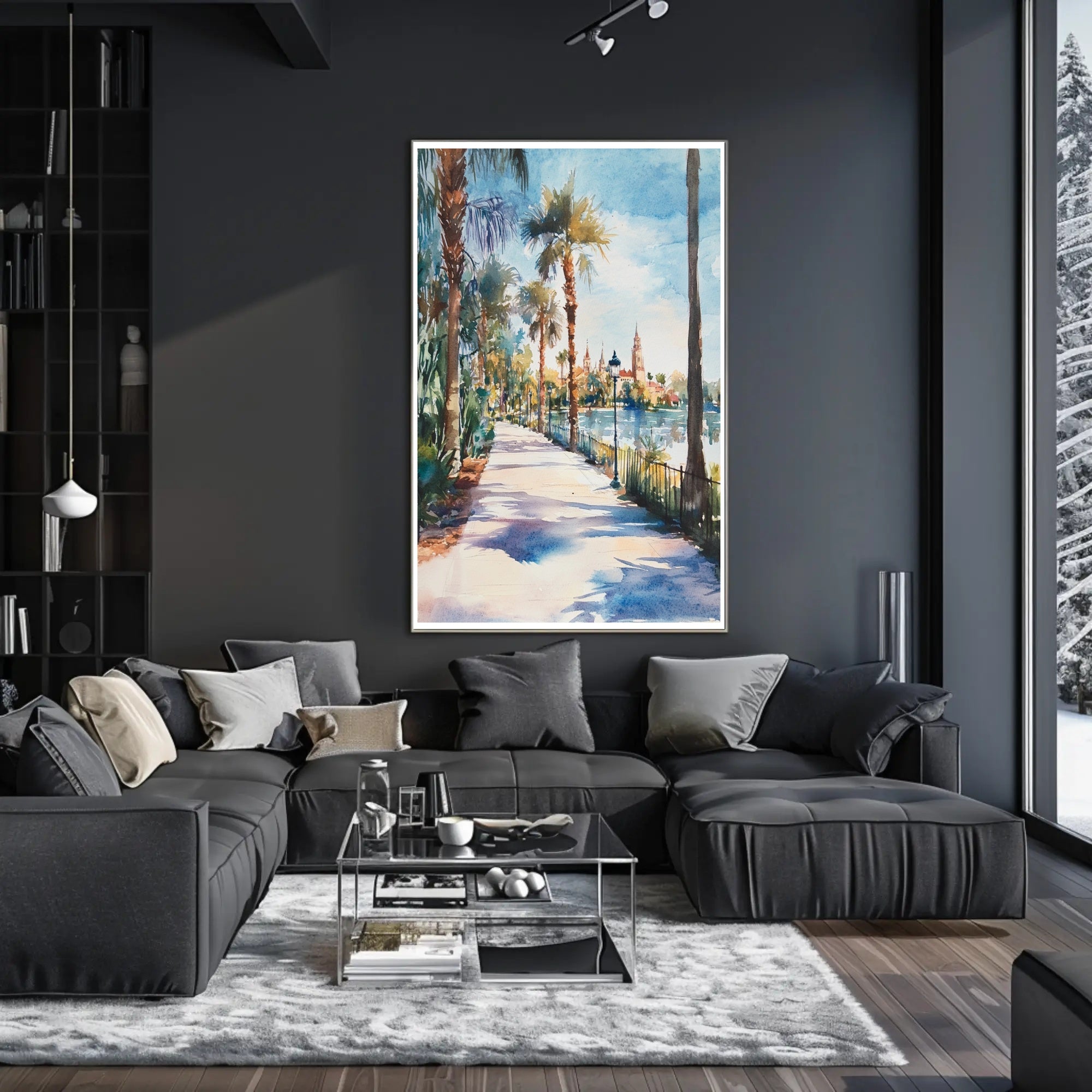 Serene Riverside Promenade Poster PosterGoat