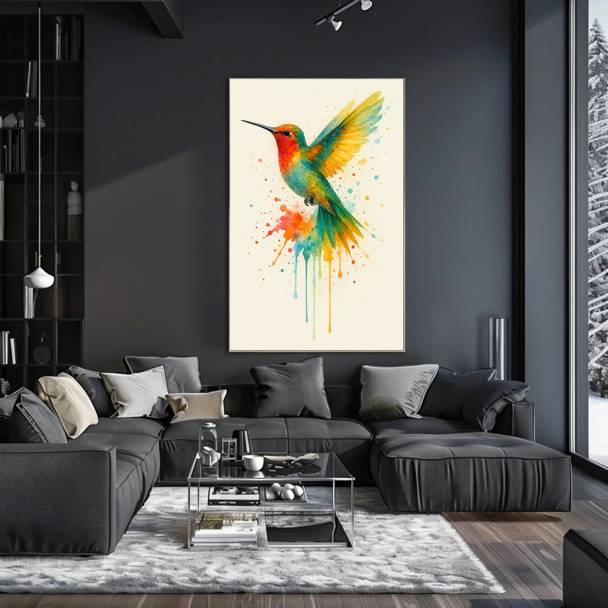 Vibrant Hummingbird Splash Poster