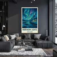 Northern Lights Over Iceland Winter Travel Poster PosterGoat