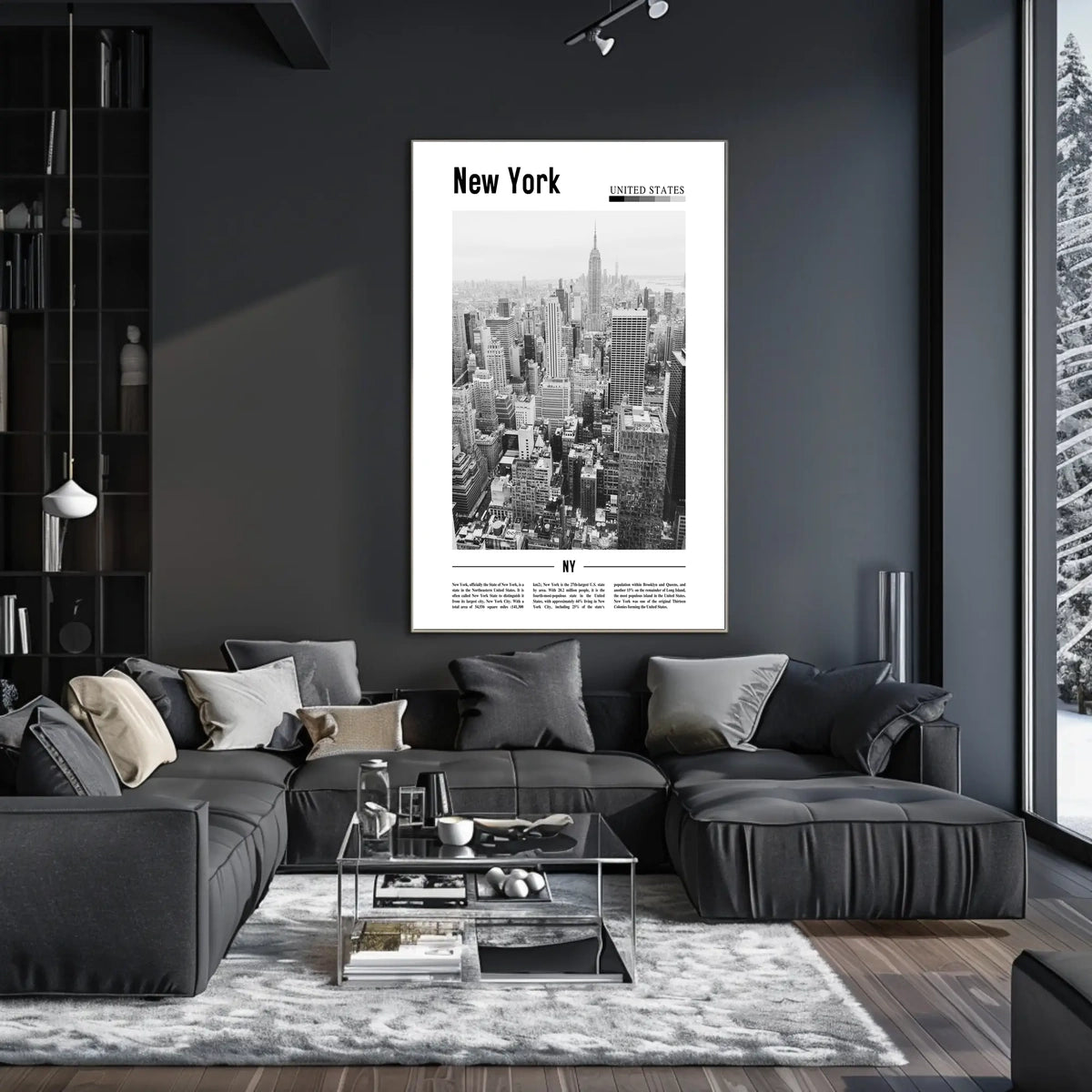 New York City Aerial Skyline Poster Modern Wall Art