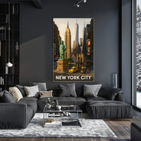 New York City Landmarks Miniature Art Poster Retro Wall Art