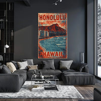 Honolulu Vintage Travel Nostalgia Seekers Art Deco Poster