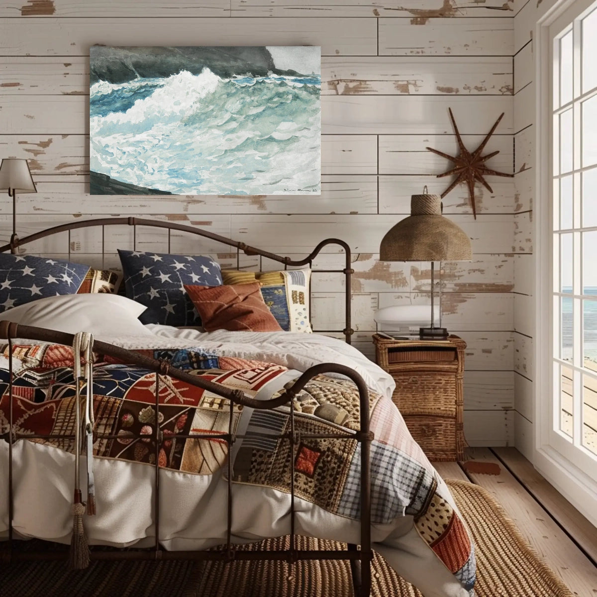 Dynamic Ocean Waves Watercolor Art - Artistic Poster