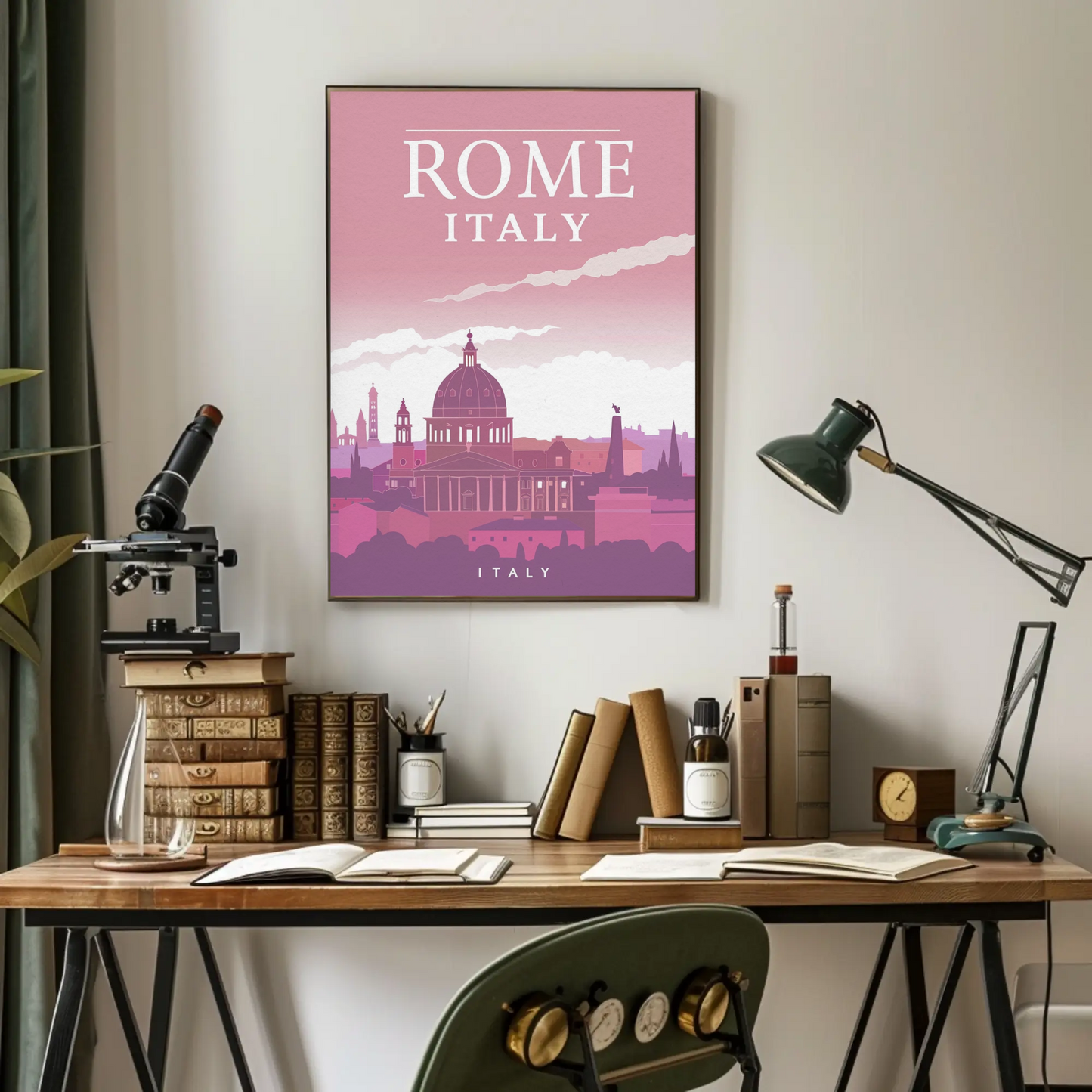 Rome: Cityscape in Pink Hues