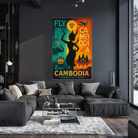 Vibrant Retro Cambodian Travel Adventure Poster PosterGoat