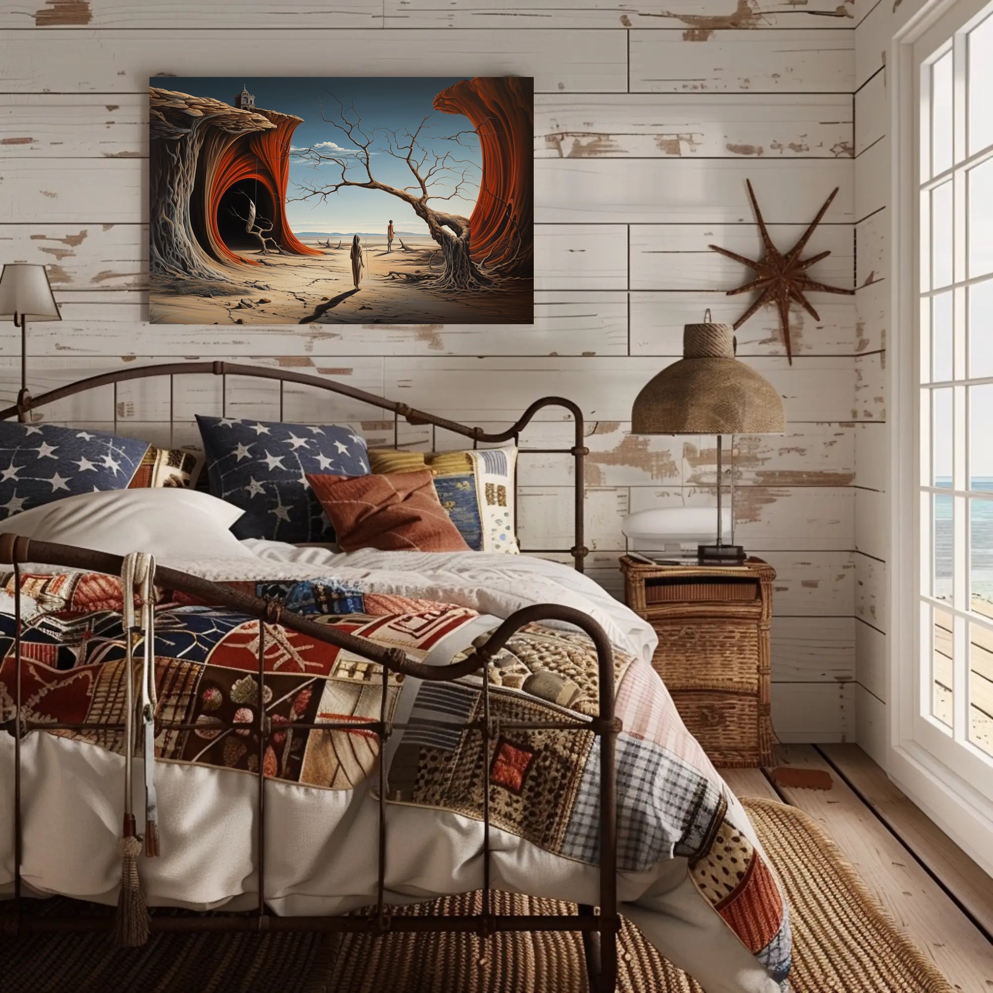 Surreal Journey in Barren Landscape Artistic Poster