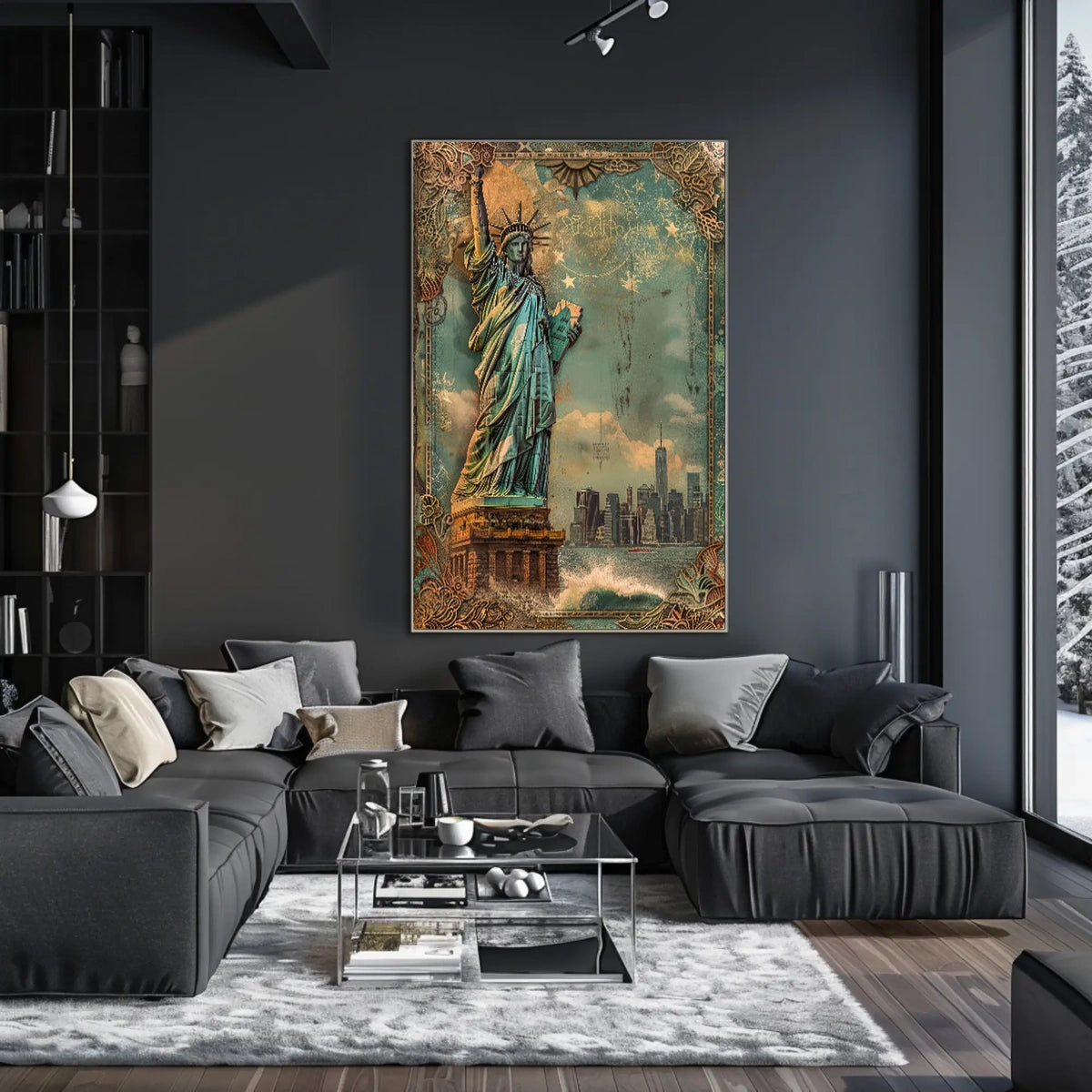 Statue Of Liberty American Heritage Poster Vintage Wall Art