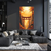 Japanese Torii Gate Autumn Landscape Poster Art