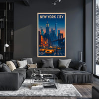 New York City Skyline Twilight Poster Modern Wall Art