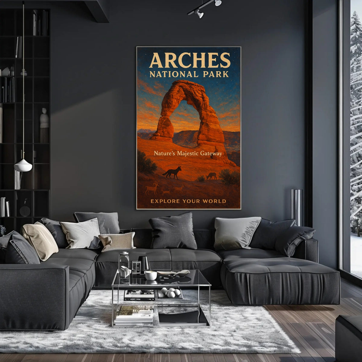 Arches National Park Sunset Vintage National Park Poster