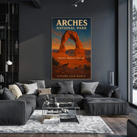 Arches National Park Sunset Vintage National Park Poster