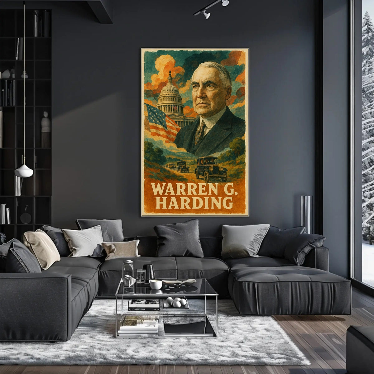 Warren G. Harding 29th President of the United States Layered Digital Collage Poster