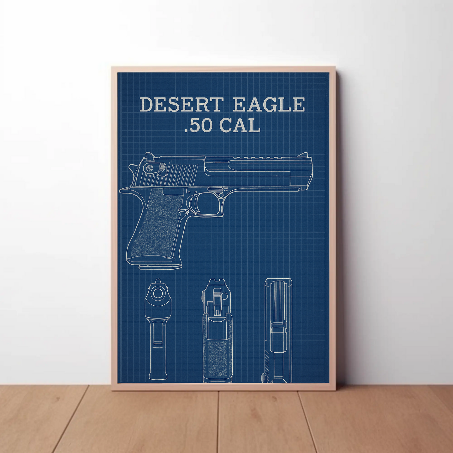Desert Eagle 50 Cal Blueprint Side Front Views Poster
