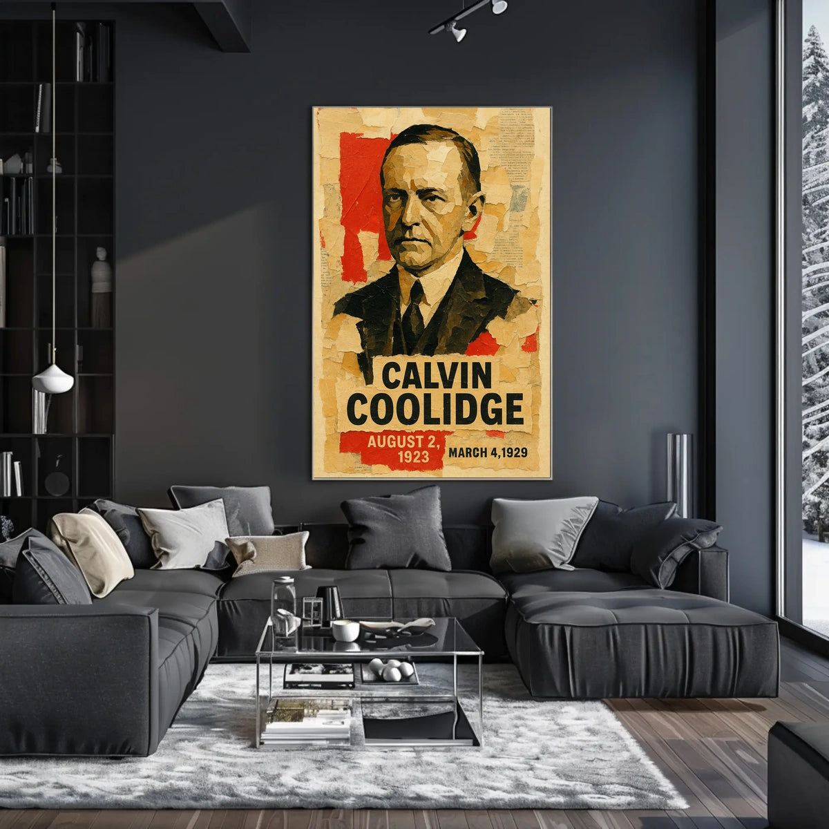 Calvin Coolidge 30th President of the United States Layered paper Collage Poster