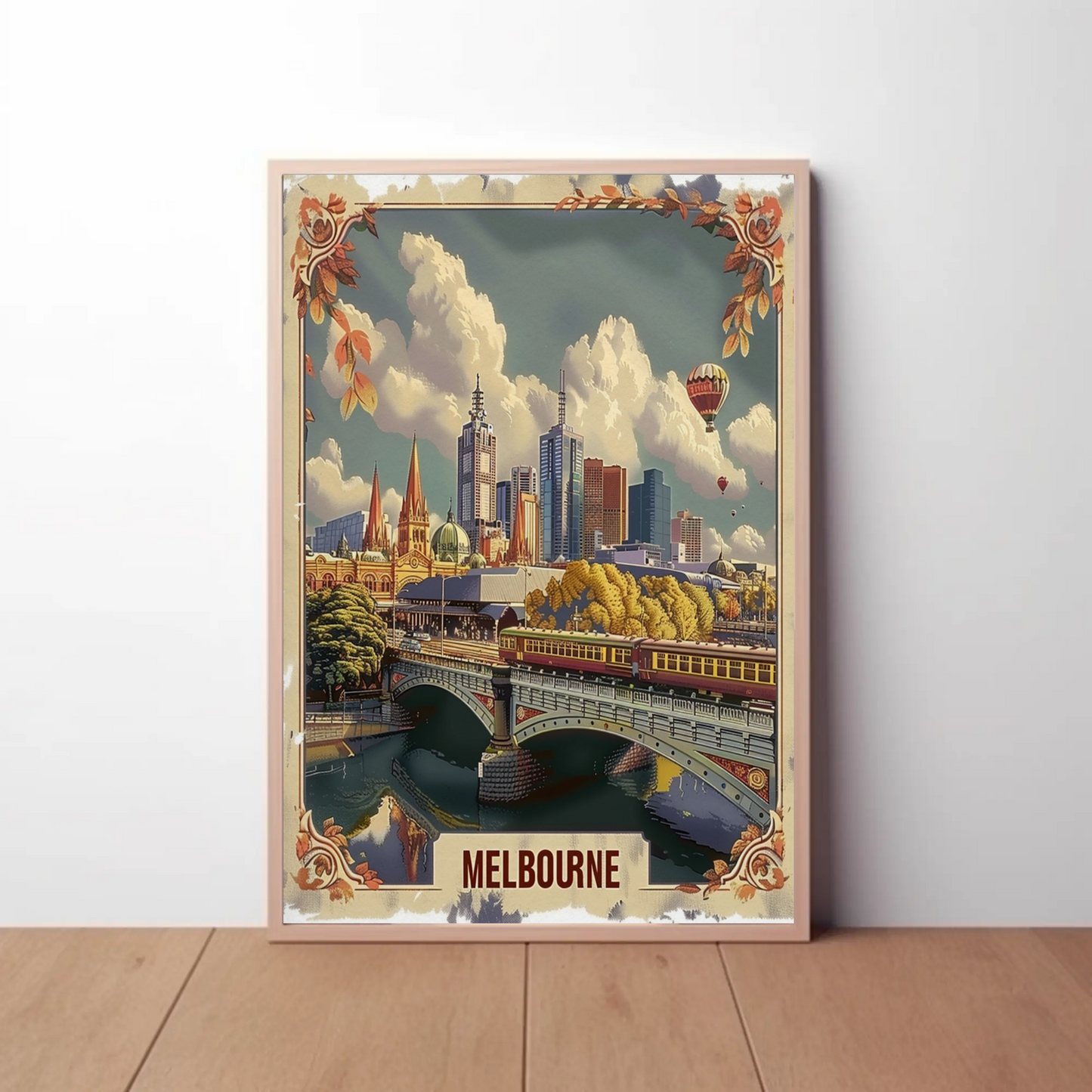 Melbourne Australia Skyline Bridge Travel Poster