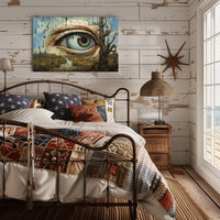 Surrealist Eye in Dystopian Post-Apocalyptic Landscape Poster