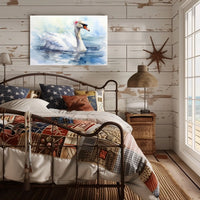 Graceful Swan in Watercolor Poster