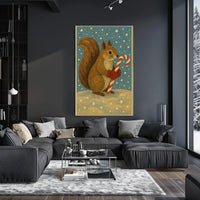 Squirrel Candy Cane Poster