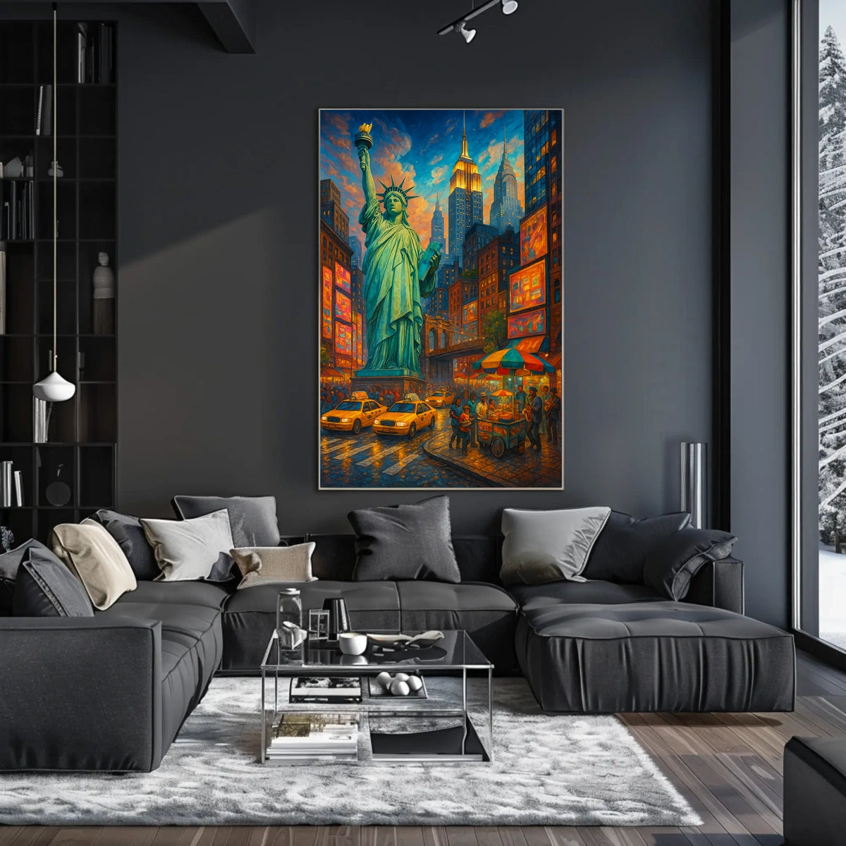 Vibrant New York City Street Scene Poster Modern Wall Art