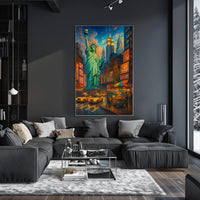 Vibrant New York City Street Scene Poster Modern Wall Art