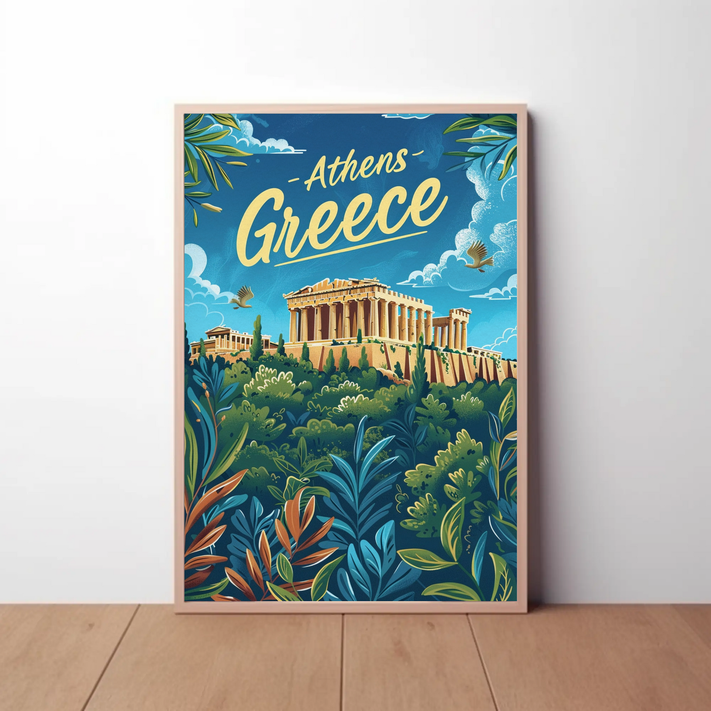 Athens Greece Ancient Acropolis View Travel Poster