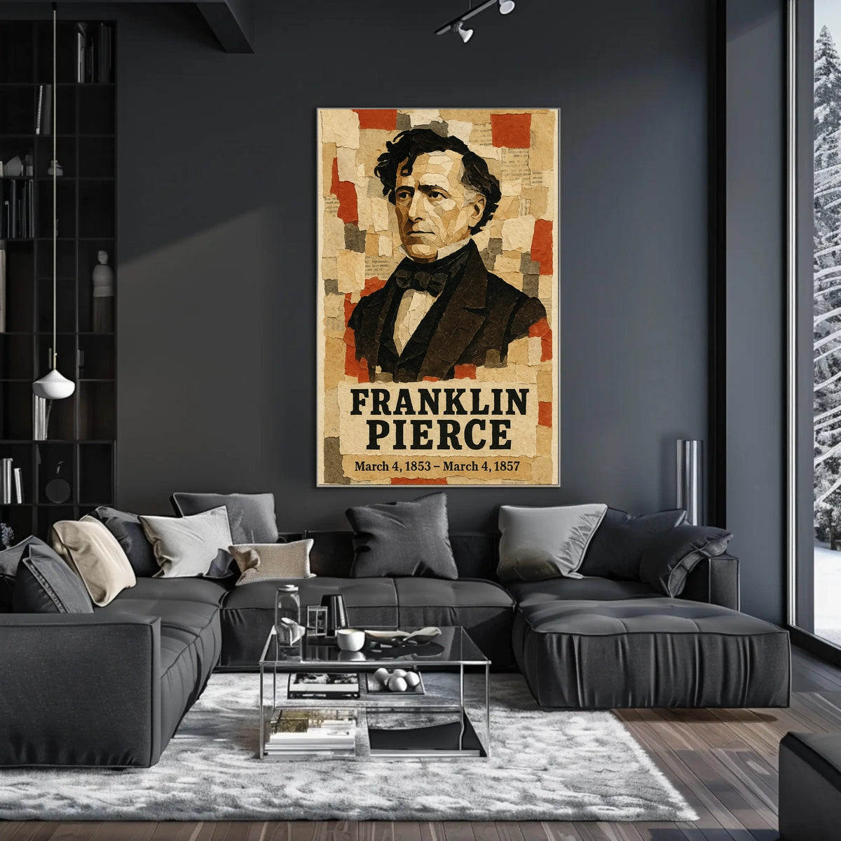 Franklin Pierce 14th President of the United States Layered paper Collage Poster