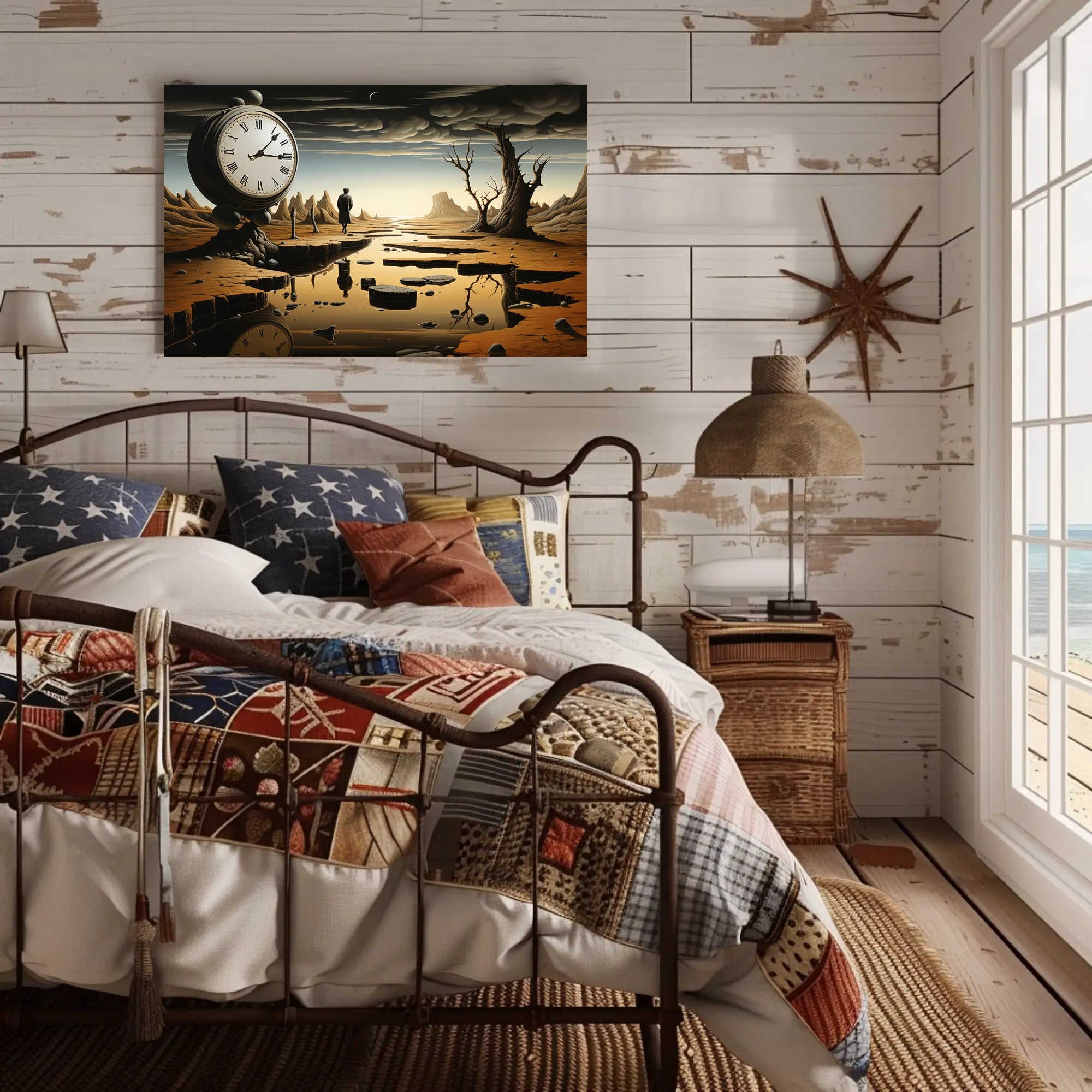 Timeless Surreal Landscape with Clock Artistic Poster