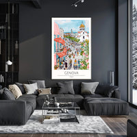 Vibrant Genova Street Scene Poster PosterGoat