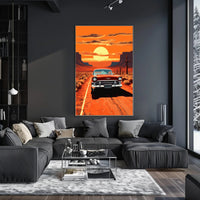 Vintage Road Trip at Sunset Poster