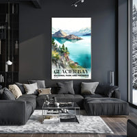 Glacier Bay Watercolor Wall Art Poster