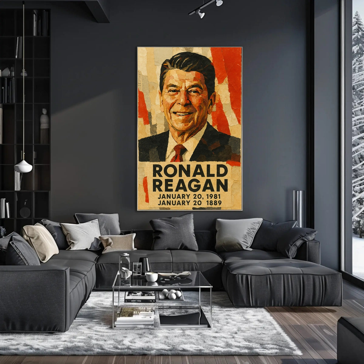 Ronald Reagan 40th President of the United States Layered paper Collage Poster
