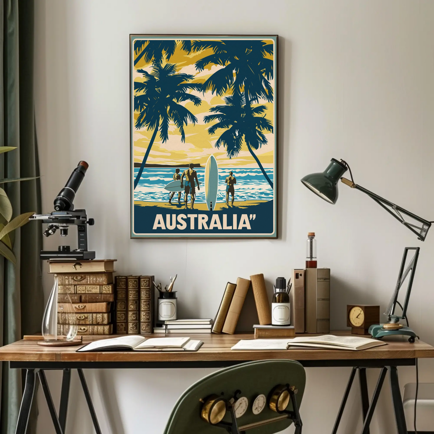 Vintage Travel Poster - Australia Surf Scene
