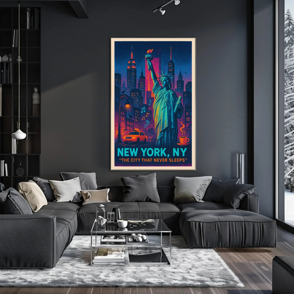 New York City The City Never Sleeps Poster Retro Wall Art