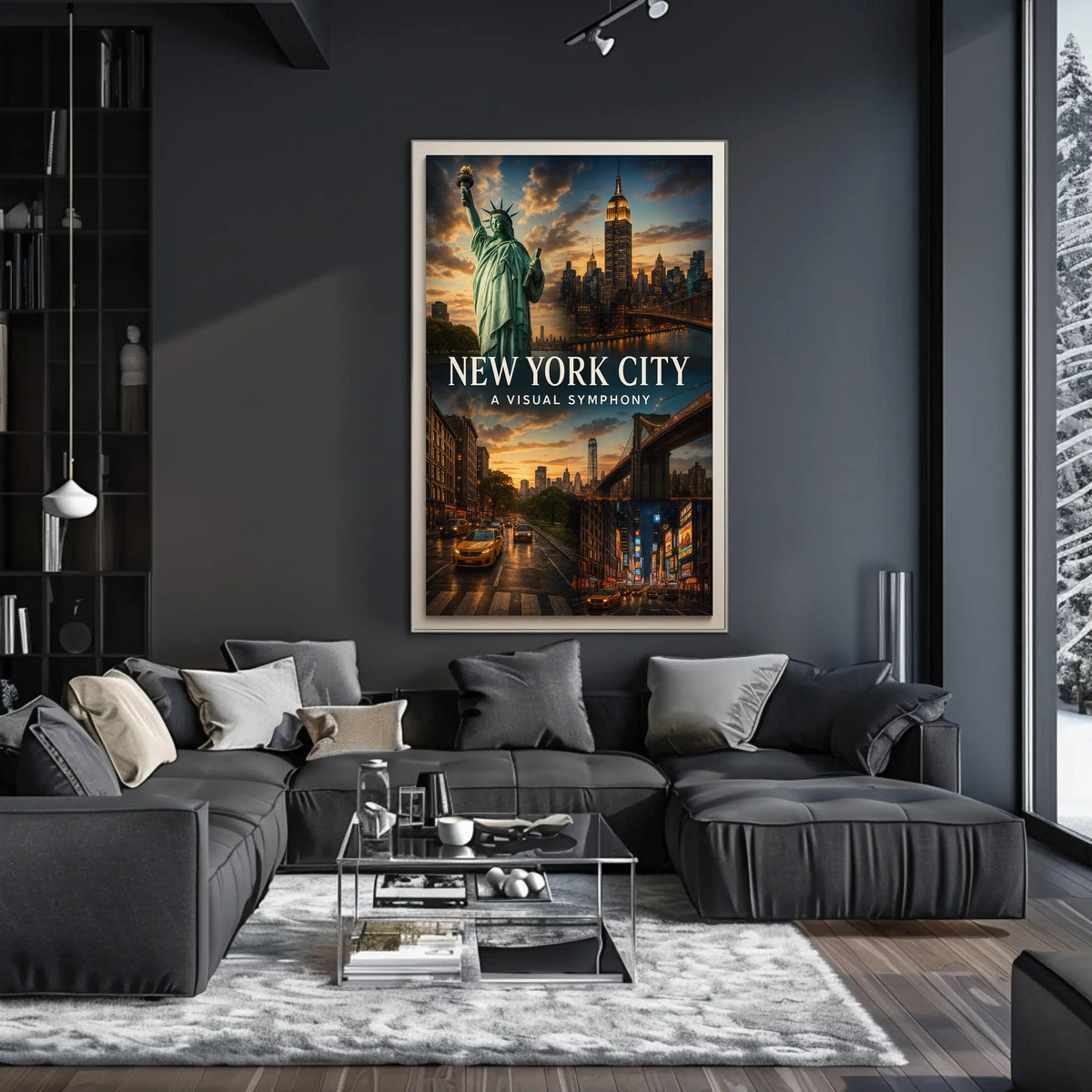 New York City Iconic Landmarks Poster Modern Wall Art