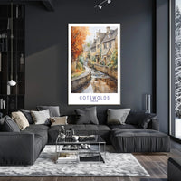 Cotswolds English Countryside Watercolor Travel Poster PosterGoat