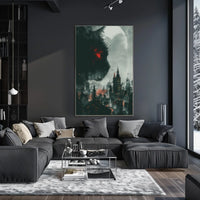 Cat Over Cityscape Poster