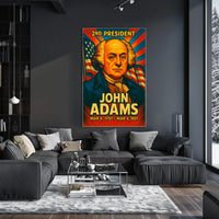 John Adams 2nd President of the United States Colorful Comic Book Style Poster