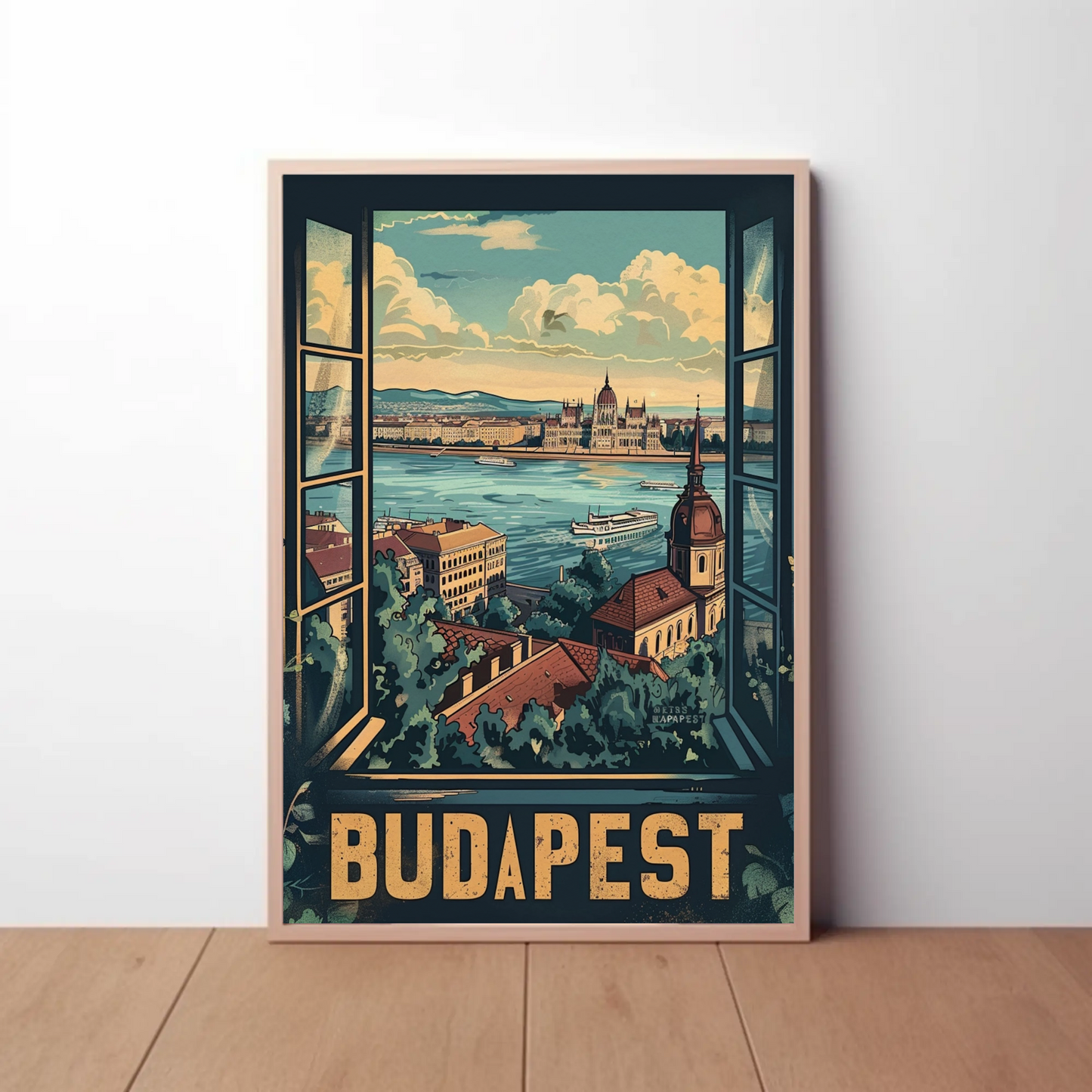 Budapest Window View Travel Poster