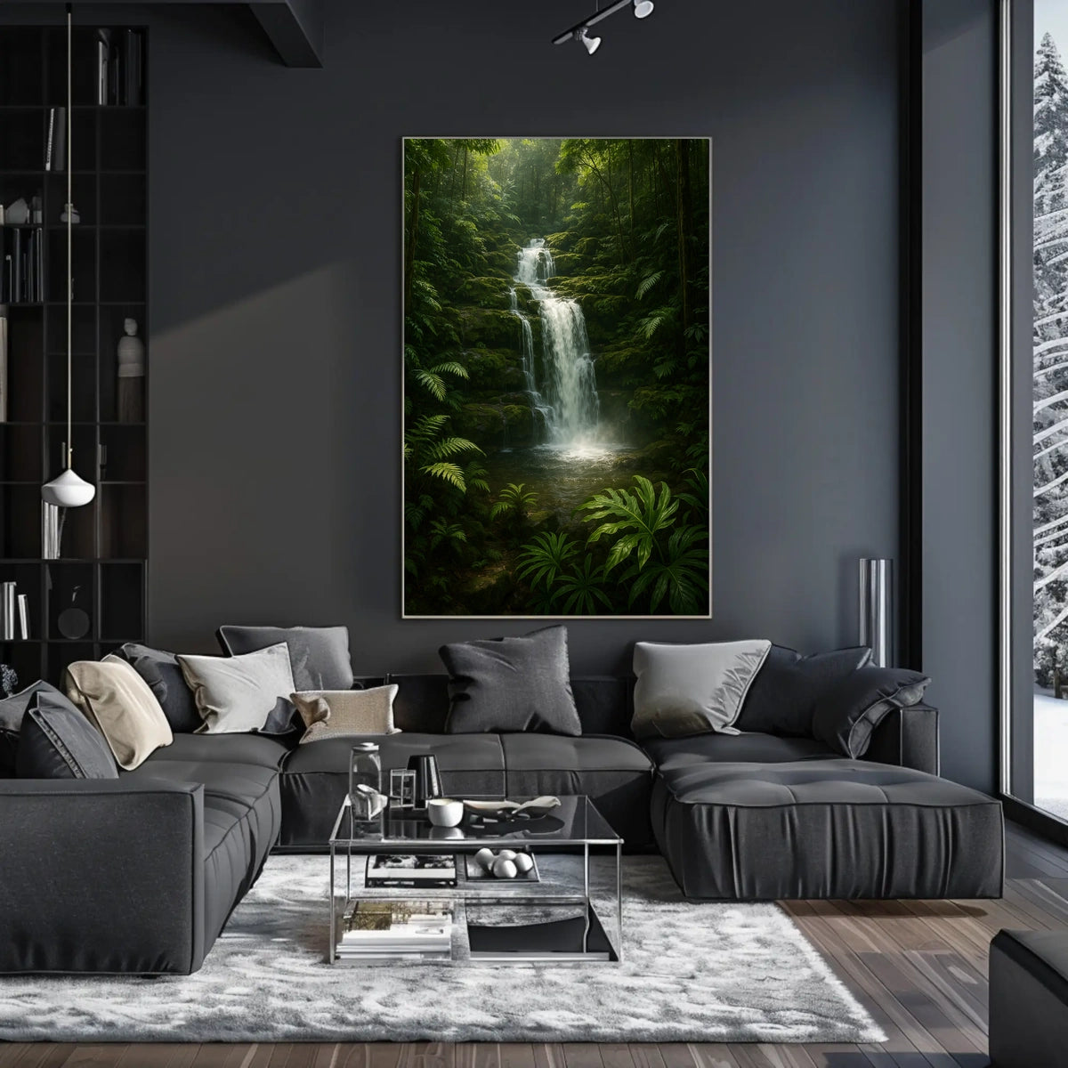 Serene Forest Waterfall Poster