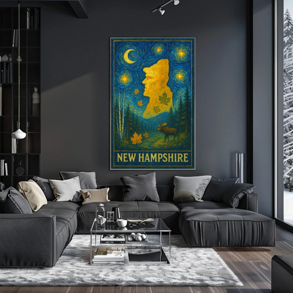 New Hampshire Starry Night Artistic Poster
