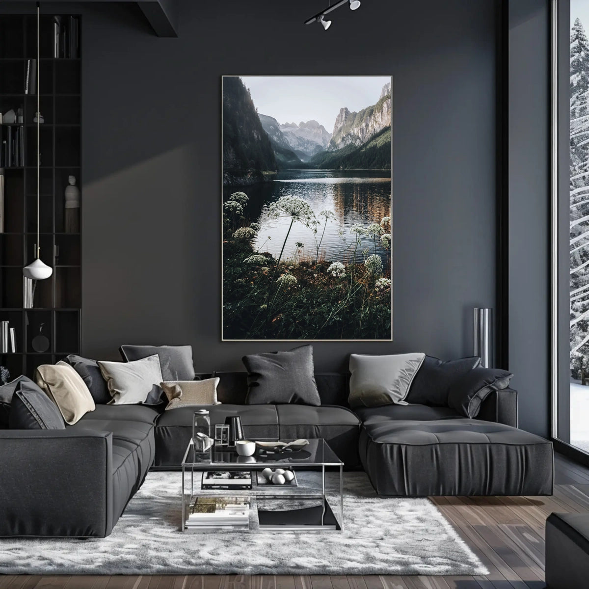 Serene Alpine Lake Photorealistic Nature Poster Art