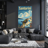 Santorini Dreamscape Coastal Scene Art Travel Poster