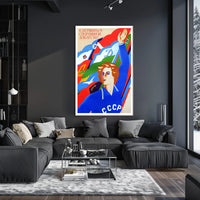 Soviet Athlete Triumph Vintage Sports Propaganda Poster