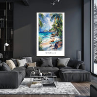 Tropical Paradise Beach Watercolor Art Travel Poster PosterGoat