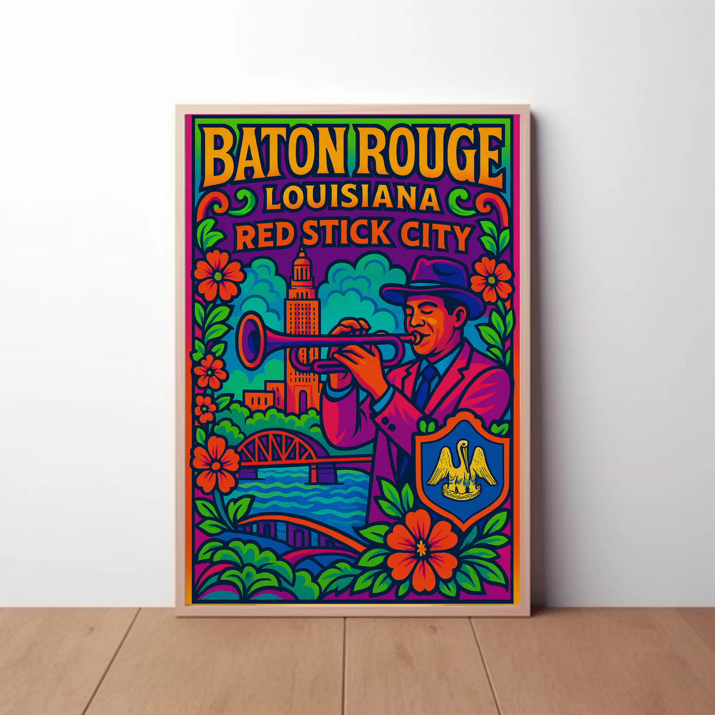 Baton Rouge Red Stick City Travel Poster