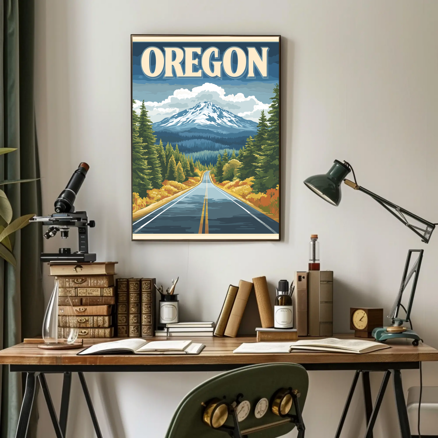Oregon Vintage Poster - Scenic Mountain Road