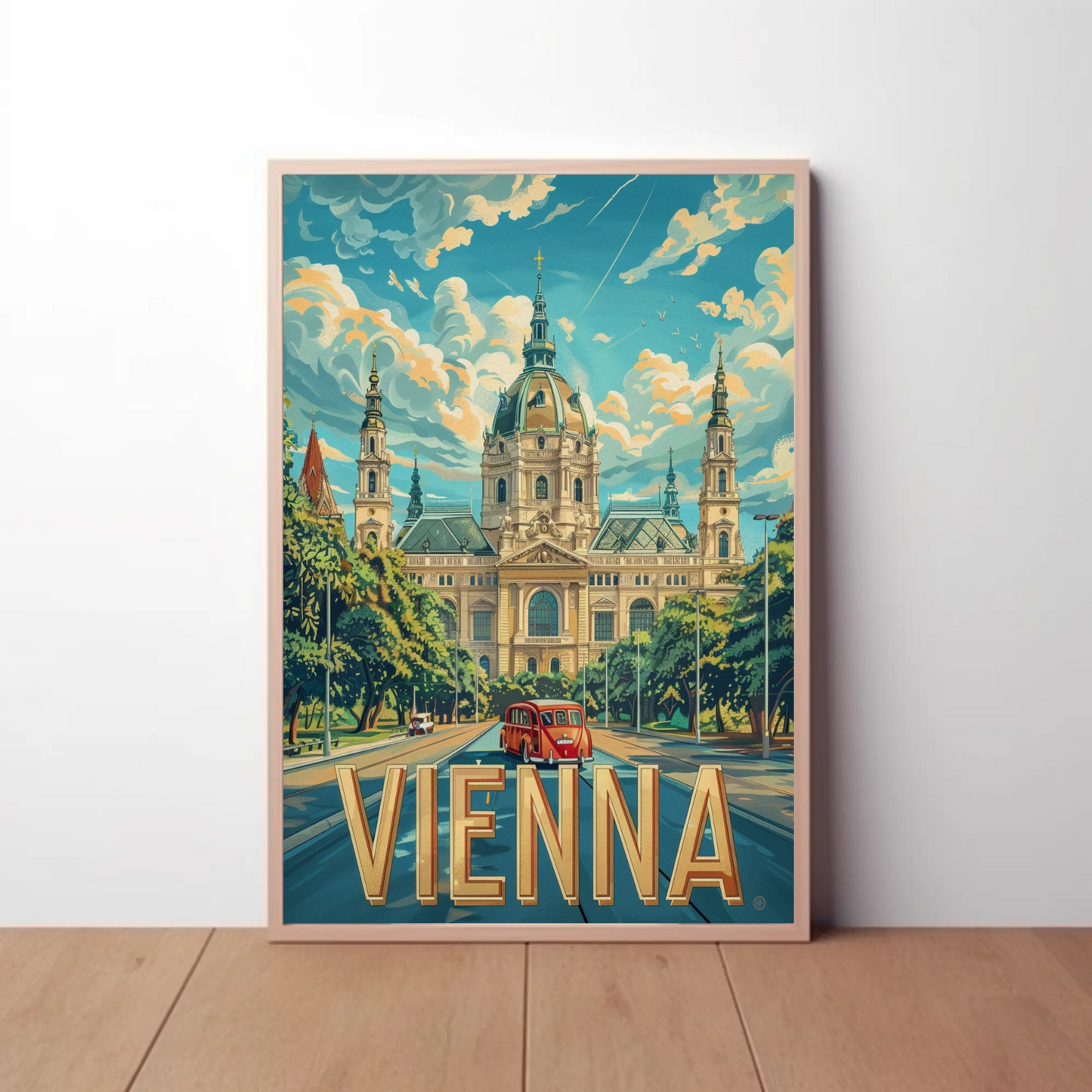 Vienna Austria Grand Palace Domes Road Travel Poster