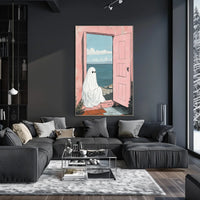 Ghostly Figure Ocean View Whimsical Surreal Pastel Poster