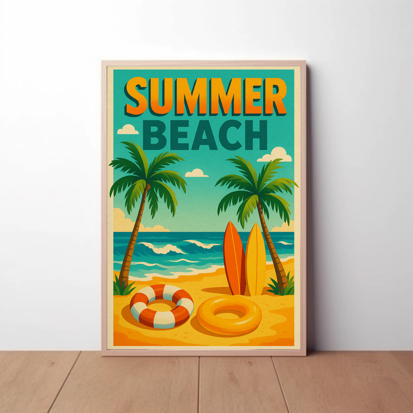 Summer Beach Palm Trees Travel Poster